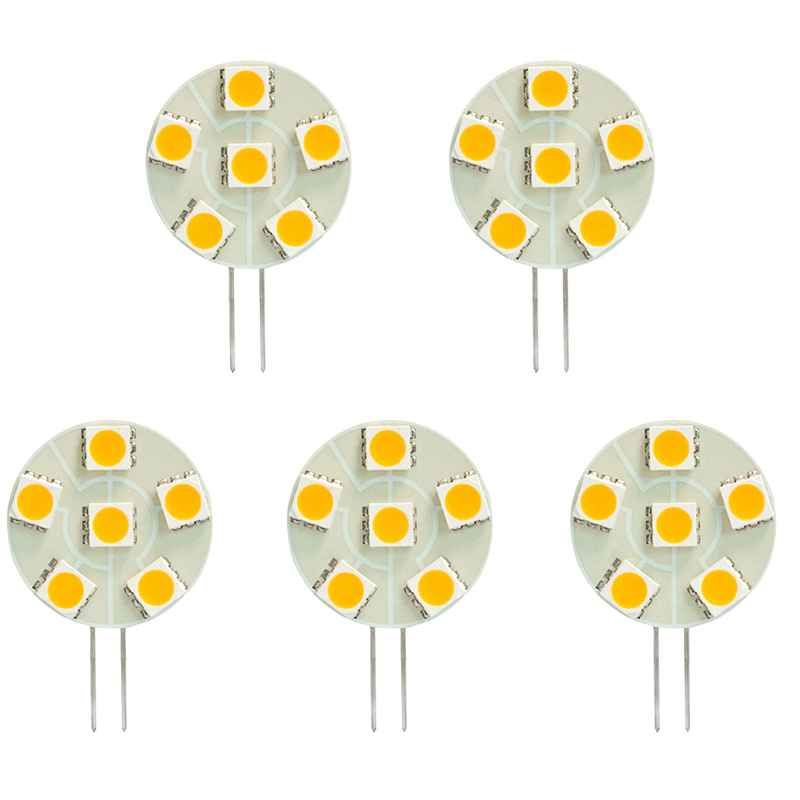 AC10-18V/DC10-30V, Side Pin T3 JC G4 LED Bulb, 1.2 Watts, 10W Equivalent, 5-Pack AC10-18V/DC10-30V, Side Pin T3 JC G4 LED Bulb, 1.2 Watts, 10W Equivalent, 5-Pack